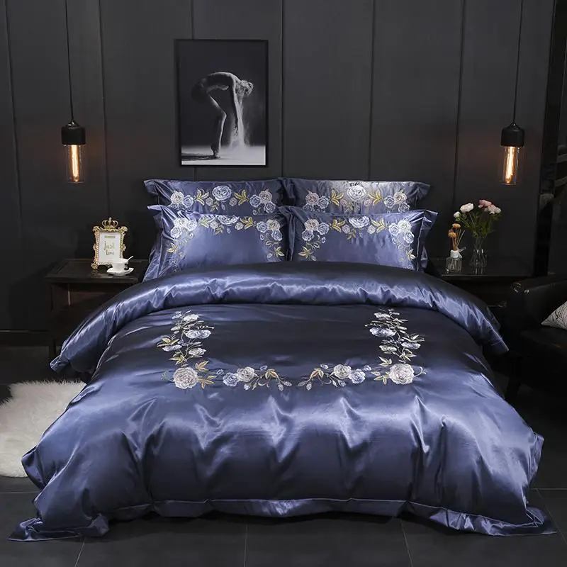 

50 Silk Cotton Luxury Bedding Sets King Size Queen Bed Set Lace Duvet Cover Bed Sheet Pillowcase White bed linen gift
