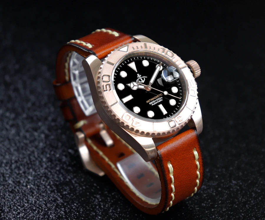 

Hruodland Bronze Watch Men CuSn8 Bronze SW200 Movement Mechanical Wristwatch Automatic Self Wind BGW9 Luminous 30Bar Waterproof