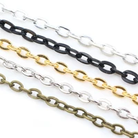 5 meterslot 3x2mm 4x3mm 5 colors plated handmade unwelded iron cable chains necklace diy jewelry making findings accessories