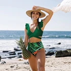 Женский комплект бикини, Летний Пляжный Купальник с принтом, с ремнем, в стиле пэчворк, бикини, пляжная одежда, 2022