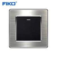 fiko euuk standard 1gang 123 way rocker switch250v 16a wall switch stainless steel silver edge panel 86mm86mm black