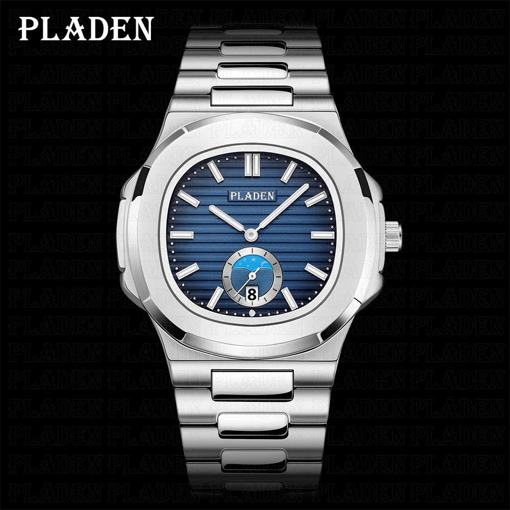 

2021 PLADEN New Watches Men Luxury Full Stainless Steel Patek Clock Quartz Fashion Dive Luminous Reloj de hombre Dropshipping