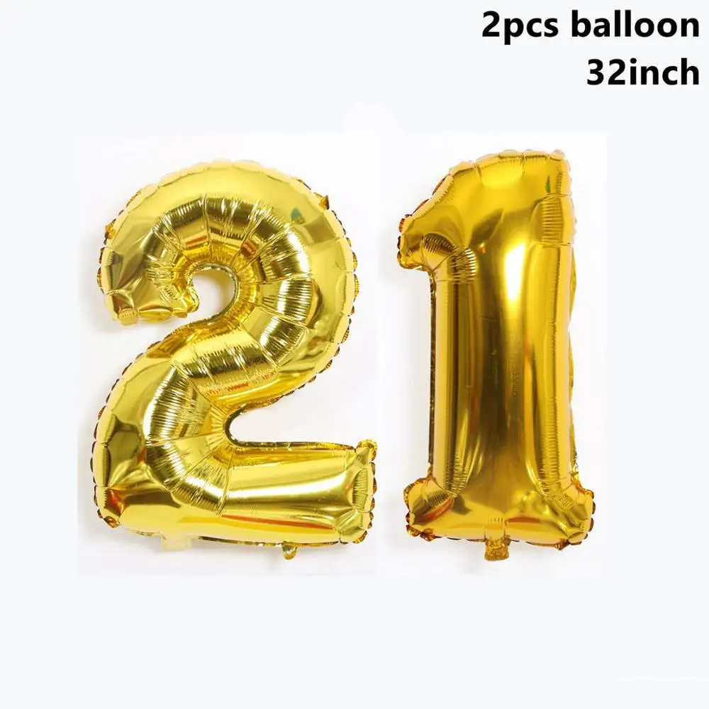 32inch 21th Balloons Taoup 32 дюйма 40 дюймов Золотой номер шары фольга 21 30 40 50 60 с днем рождения шары-цифры шары День рождения Декор для взрослых - Цвет: 32inch 21th Balloons