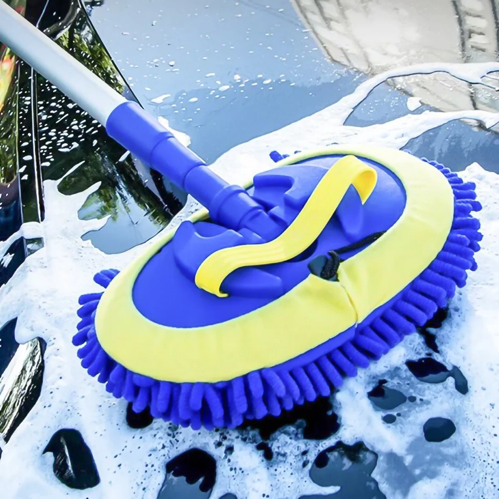 

2 in 1 Chenille Microfiber Car Wash Mop Mitt, Car Wash Dust Brush Extension Pole Scratch Free Tool for Cleaning Car Truck