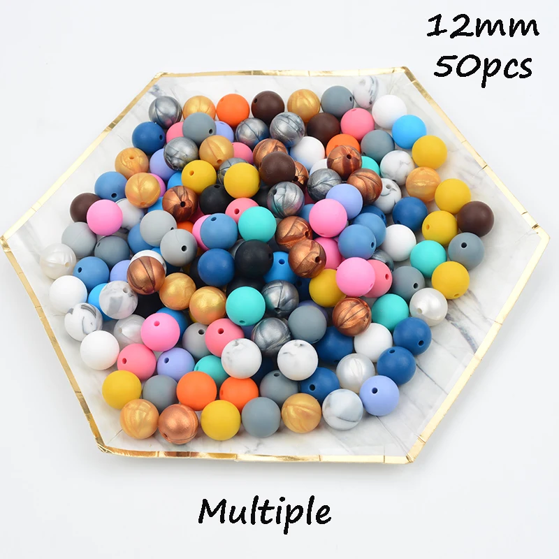 Colorful or specify LOFCA, 12 мм, 50 шт./лот, бусины из пищевого силикона, Прорезыватель для зубов, круглые бусины, Детская жевательная для прорезывания зубов, Силиконовые Прорезыватели для самостоятельного изготовления - Цвет: Colorful or specify