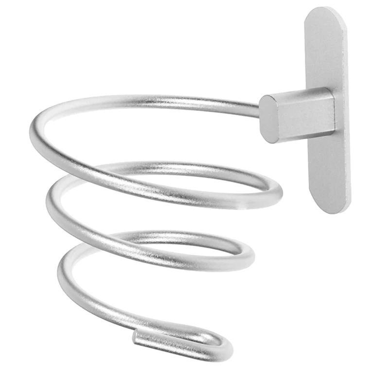 

Wall Mounted Hair Dryer Holder Rack Self Adhesive Space Aluminum Bathroom Shelf Storage Stand Nail Free No Drilling