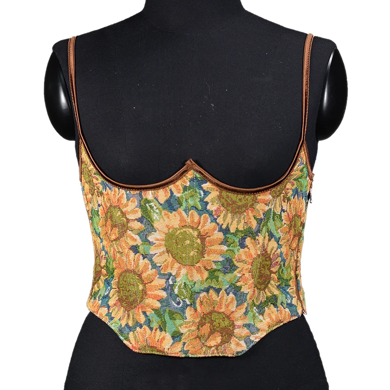 

2022 New Spring Embroidery Floral Print Zipper Slimming Waist Underbust Corset without Dress for Women
