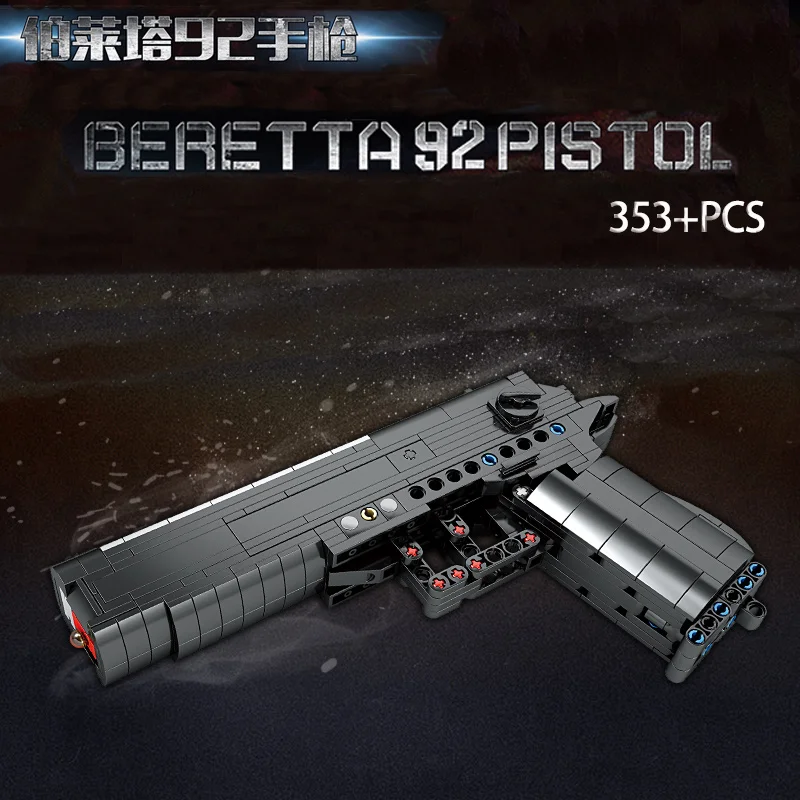 

353+PCS KAZI 88001 New Military WW2 Beretta 92 pistol boy assembled building blocks sniper rifle bullet model high-tech toy gift