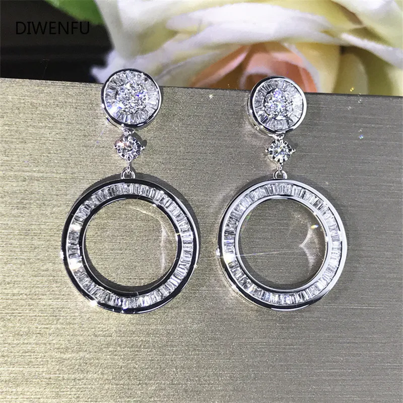 

925 Sterling Silver Diamonds Earring Women Fine Jewelry Round Engagement 925 Silver Earrings Christmas Wedding Anniversary Gift
