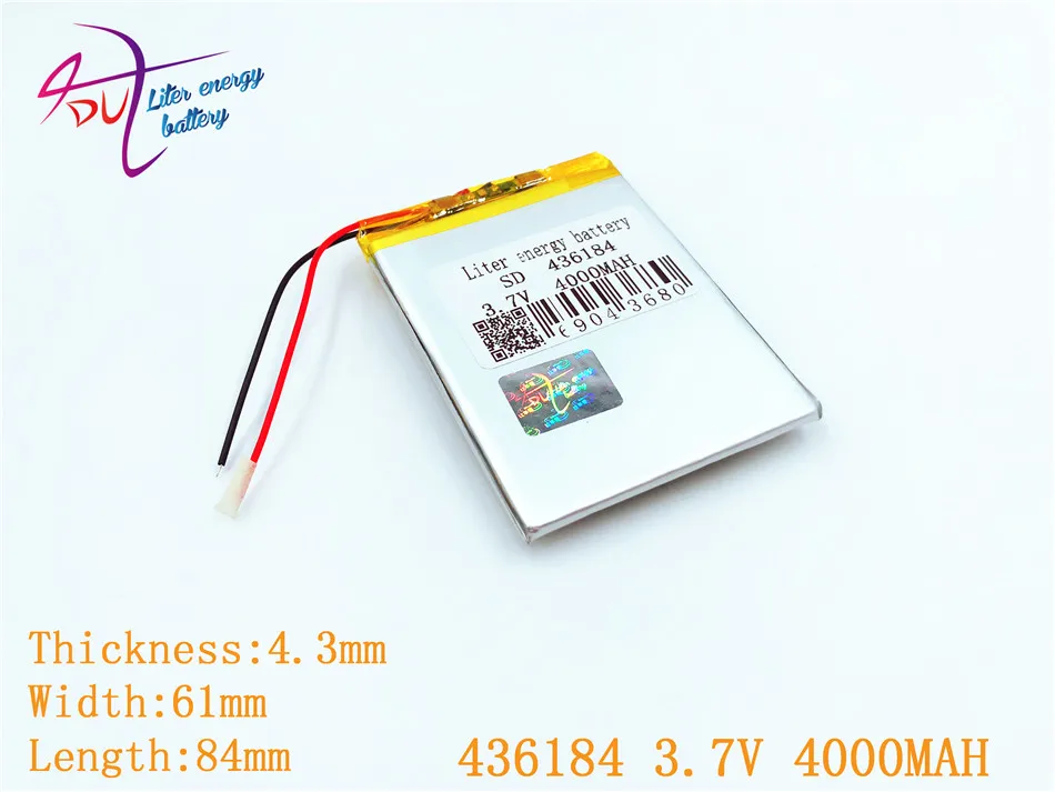 

Liter energy battery [SD] 436184 3.7V 4000MAH NTC;PLIB;polymer lithium ion / Li-ion battery for tablet pc