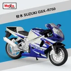 Новая модель мотоцикла Maisto 1:18 SUZUKI GSX-R750 из сплава, реальная модель короткого поглощения, игрушка для детей, подарки, коллекция игрушек