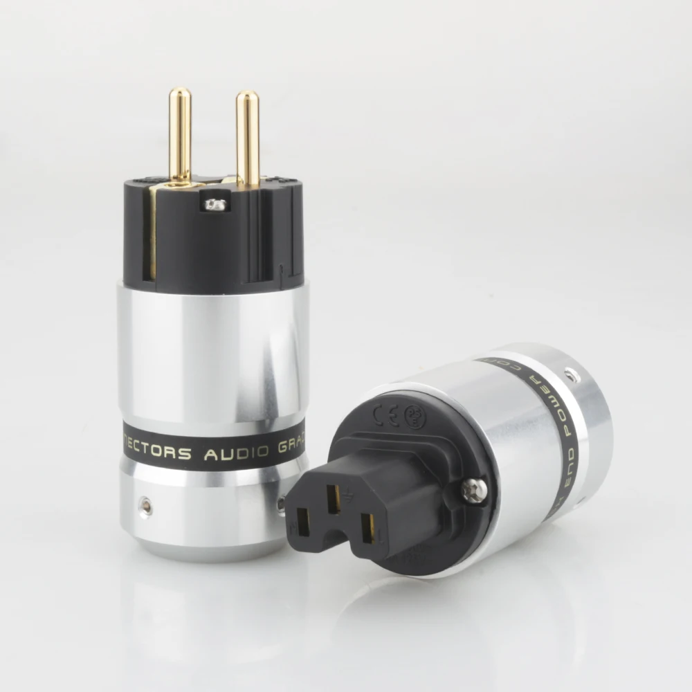 HI End аудио позолоченный штекер питания переменного тока Schuko IEC разъем hifi