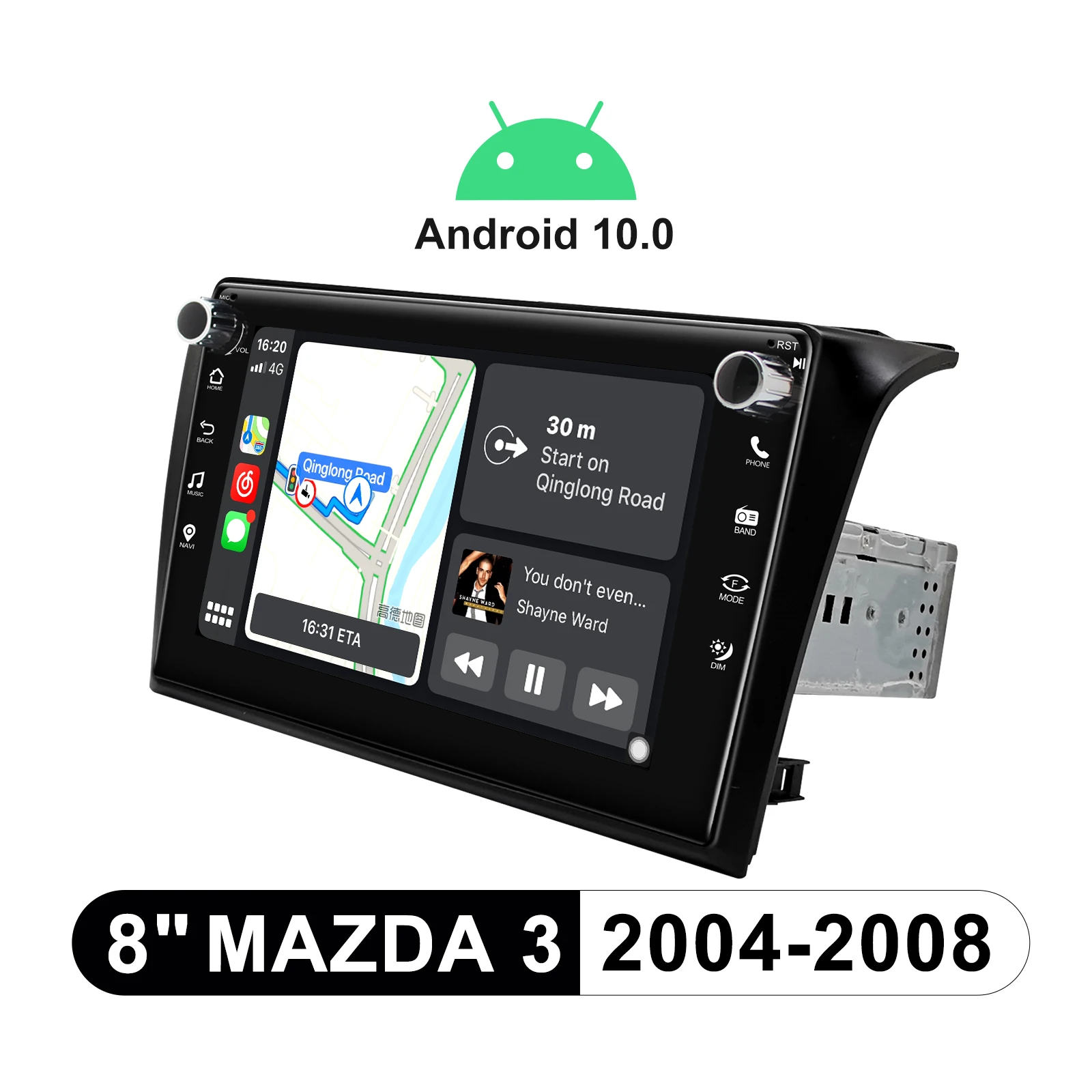 저렴한 8 인치 헤드 유닛 안드로이드 라디오 스테레오 자동차 멀티미디어 플레이어 1 Din 자동차 사운드 시스템 마즈다 3 2004-2008 무선 카플레이 4G