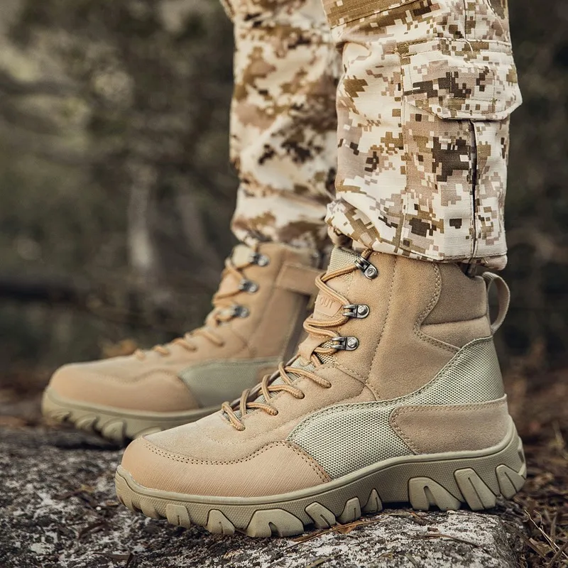 

2019 New Men Boots Ankle Rubber Desert Tactical Military Combat Boots Men Sneakers Casual Shoes Outdoor Work Safety Army Boots