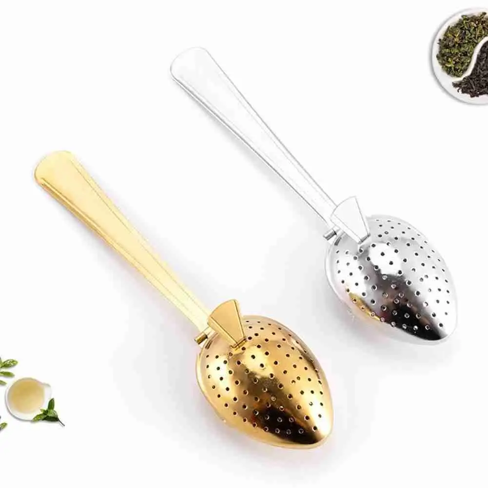 

NEW! Steel Tea Infuser Strainer Spoon Loose Leaf Filter Herbs Spice Teaware Mate Tea Infuser Kitchen Accessories