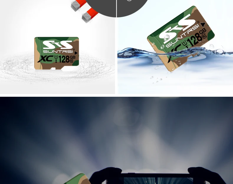 Suntrsi карта памяти 256 ГБ 128 Гб Microsd зеленая Micro SD карта 64 ГБ 32 ГБ полная емкость 16 Гб класс 10 для камеры телефона