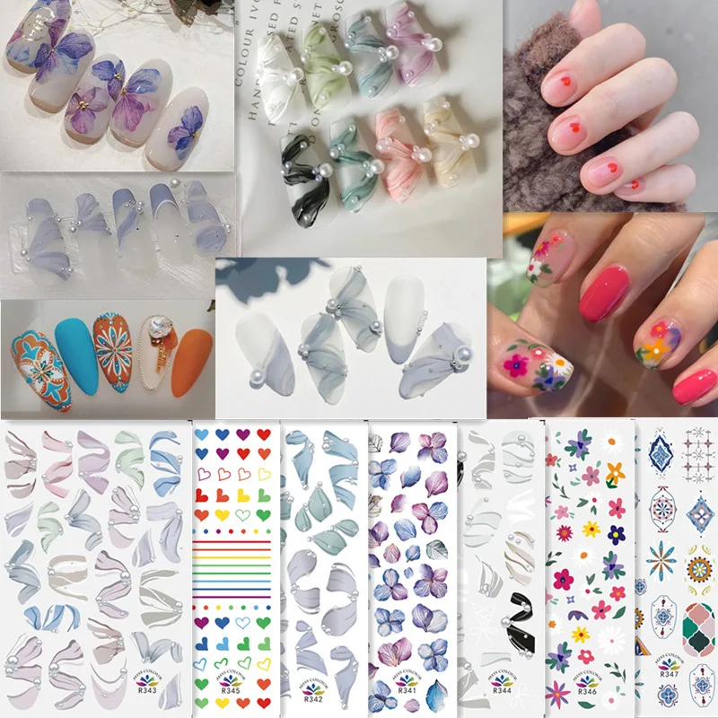 

New Style Nail Art Sticker Shoe Ribbon Slider Watercolor Ink Ballet Dancing Girl's Heart Manicure Accessoires 1 Piece