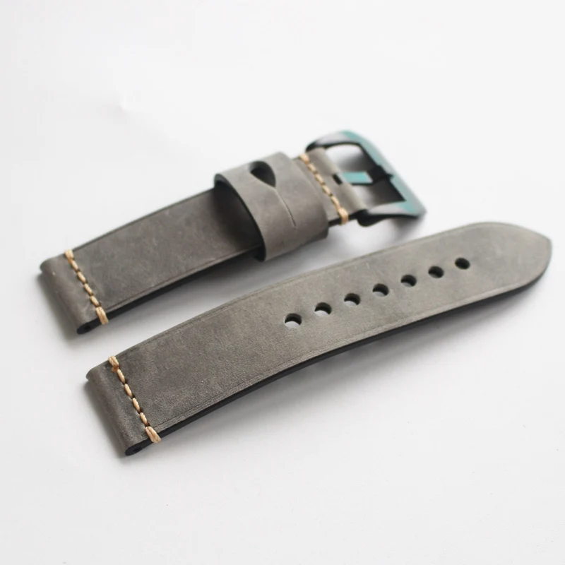 Grey Brown Watch Bands 20mm 22mm 23mm 24mm 26mm Vintage Leather Watch Strap Watch Accessories Watchband For Panerai Breitling