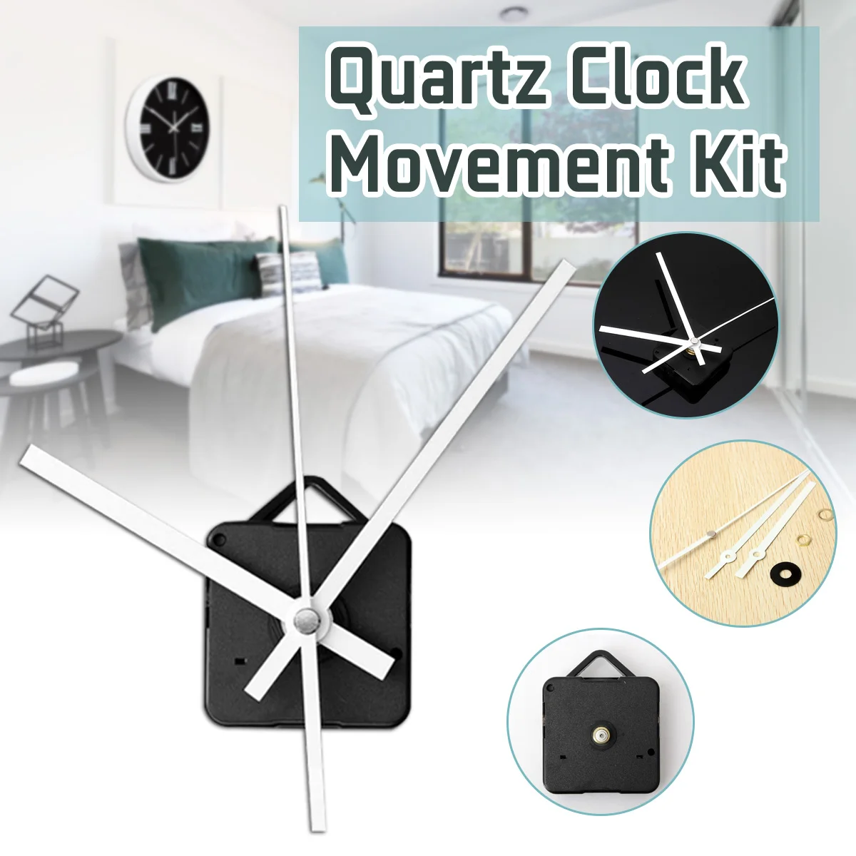

4 шт. 55x55x16 мм кварцевые часы механизм длинный шпиндель ремонт белых рук набор «сделай сам» тихие части часов