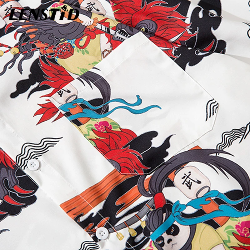 Мужская гавайская рубашка LENSTID с принтом в стиле хип-хоп панда самури уличная
