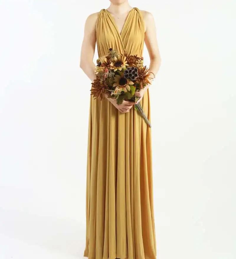 

Robe De Soriee New Bridesmaid Dresses Covertible Prom Party Semi Fromal Beach Wedding Party Gown Boho Beach Bridesmaid Dresses