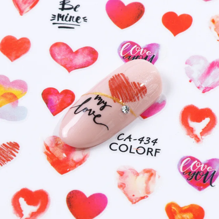 

Hot 3D Nail Sticker Valentine's Day Nail Sticker Ins Series Love Couple Tower Flower Nail Art Decorations Nail Decals Nails