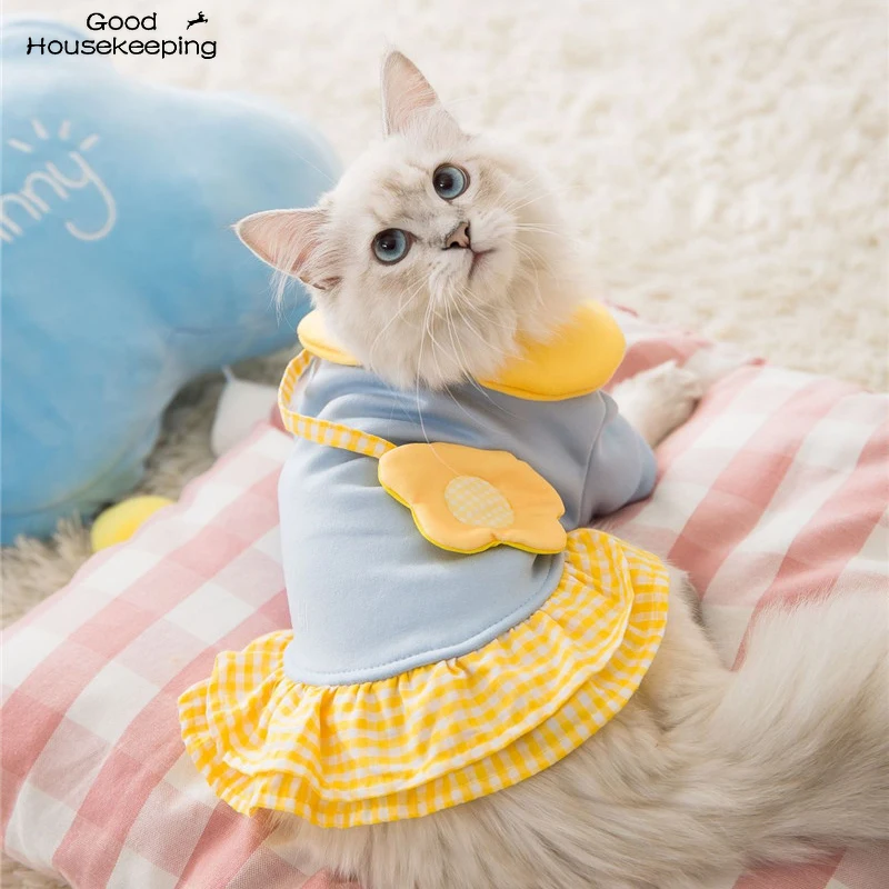 Sweet Cat Dog Dress Pet Clothes Girl Princess Party Clothing Cute Sweatshirts with Bag Wedding | Дом и сад