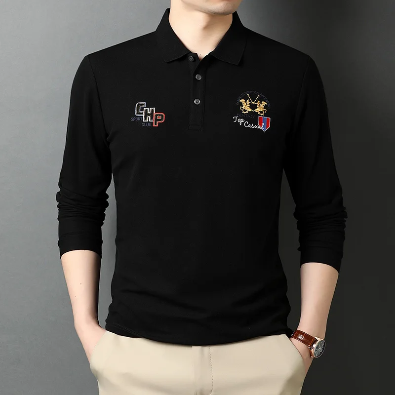 

Рубашка-поло мужская с длинным рукавом, 100% хлопок, 4XL