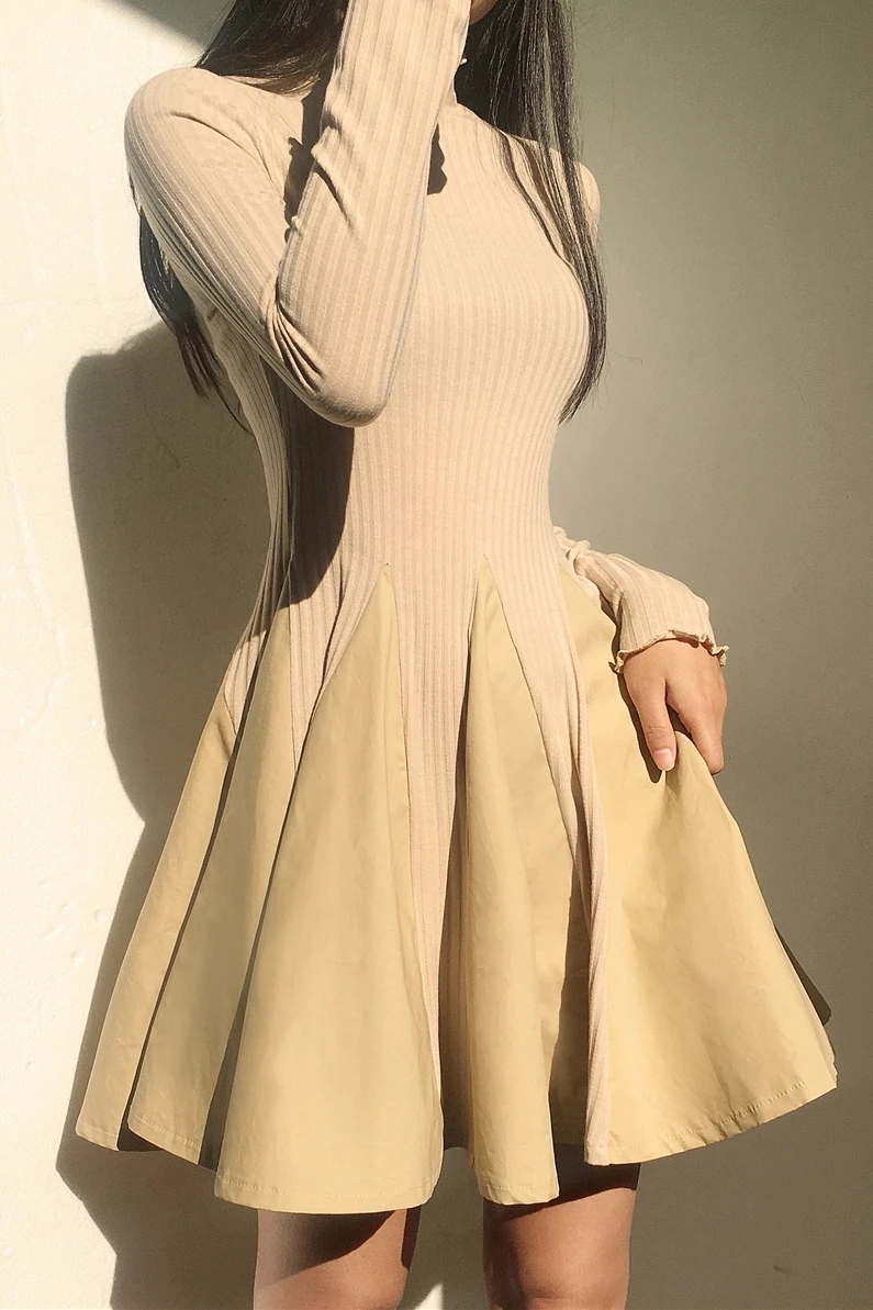 Приталенное приталенное платье с высокой талией женское трапециевидной формы