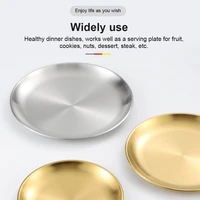 14 34cm stainless steel thick flat round dish tray charger plates silver serving tray cake metal deep plate dinner dish plate