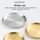 Толстый плоский круглый поднос для посуды из нержавеющей стали, 14-34 см, тарелки для зарядного устройства, серебряный сервировочный поднос, металлическая глубокая тарелка для торта, тарелка для ужина