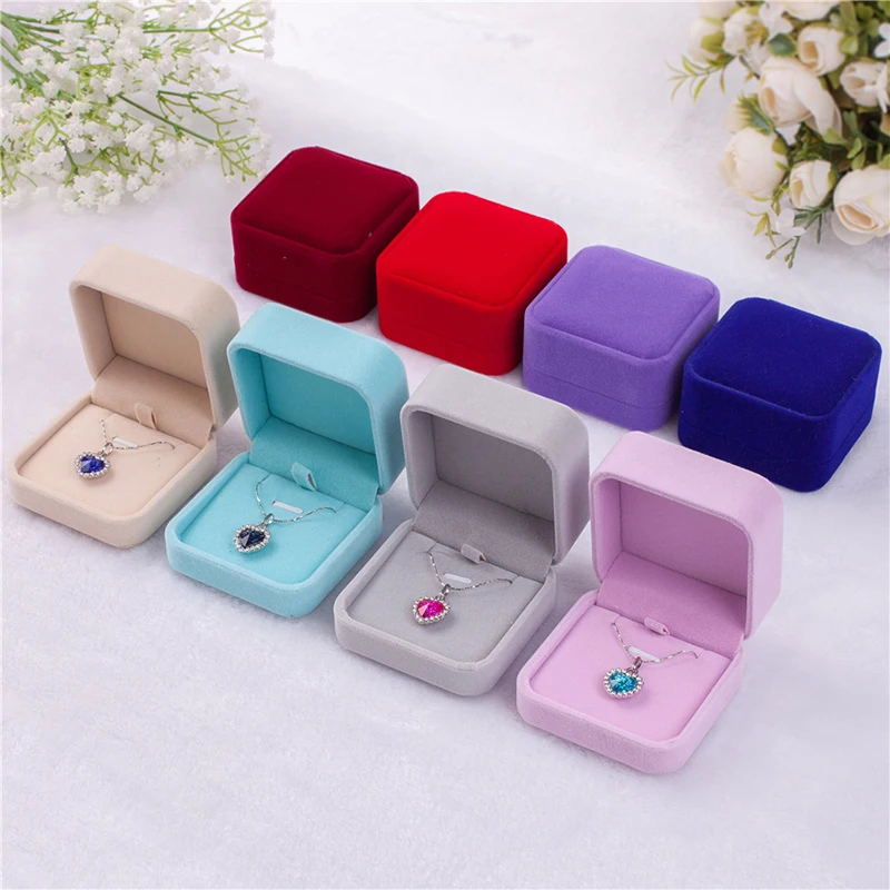 Necklace Storage Package Gift Box Soft Black Blue/Red Velvet Long Earrings Pendant Flannel Jewelry Organizer Box Wholesale