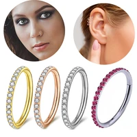 1pc 16g 6 12mm titanium nose ring tiny flower helix cartilage piercing jewelry nose piercing body jewelry cz nose hoop nostril