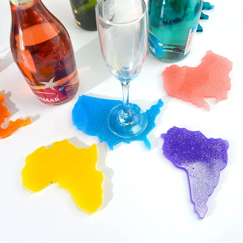 

Map Mold Continent Coaster Mold Geode Resin Mold Silicone DIY Jewelry Craft