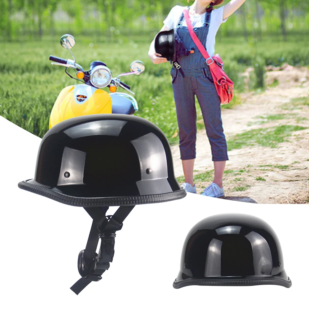 

Universal Motorcycle Helmet Protective Gear Adjustable Strap Outdoor Safety Scooter High Strength Black Half Face Riding Durable
