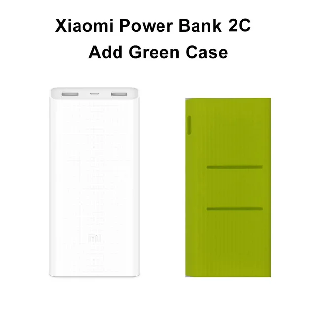 2C Add Green Case Xiao mi power Bank 20000mAh 2C портативное зарядное устройство mi внешний аккумулятор power bank 20000 mah Поддержка QC3.0 Dual USB для мобильных телефонов - Цвет: 2C Add Green Case