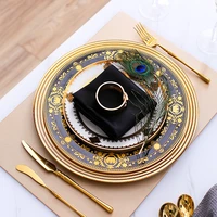 full tableware of plates bone china table cutlery luxury gold knife fork spoon dinnerware set table plates kitchen device sets
