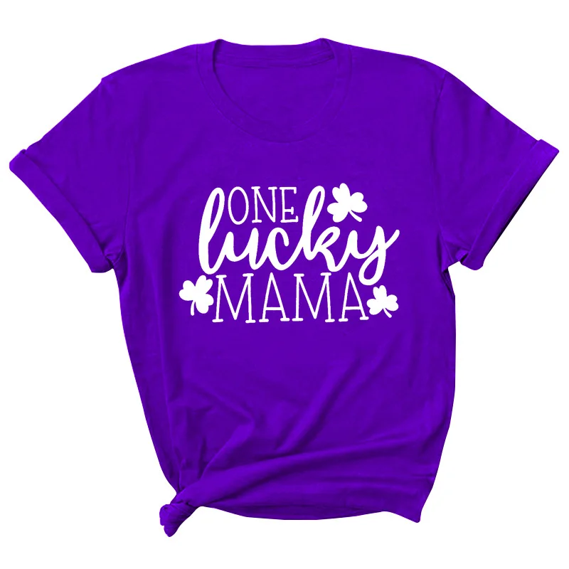 

Lucky Mama Letter Print Women T Shirt Short Sleeve ONeck Loose Women Tshirt Ladies Tee Shirt Tops Clothes Camisetas Mujer