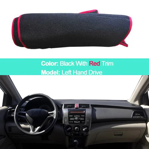 LHD Red 2 слоя крышка приборной панели автомобиля тире коврик ковер накидка для Honda City 2008 2009 2010 2013 авто Non-slip козырек от солнца приборной коврик - Название цвета: LHD Red