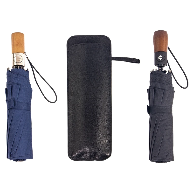 Сплошной деревянный полностью автоматический зонт складной от солнца