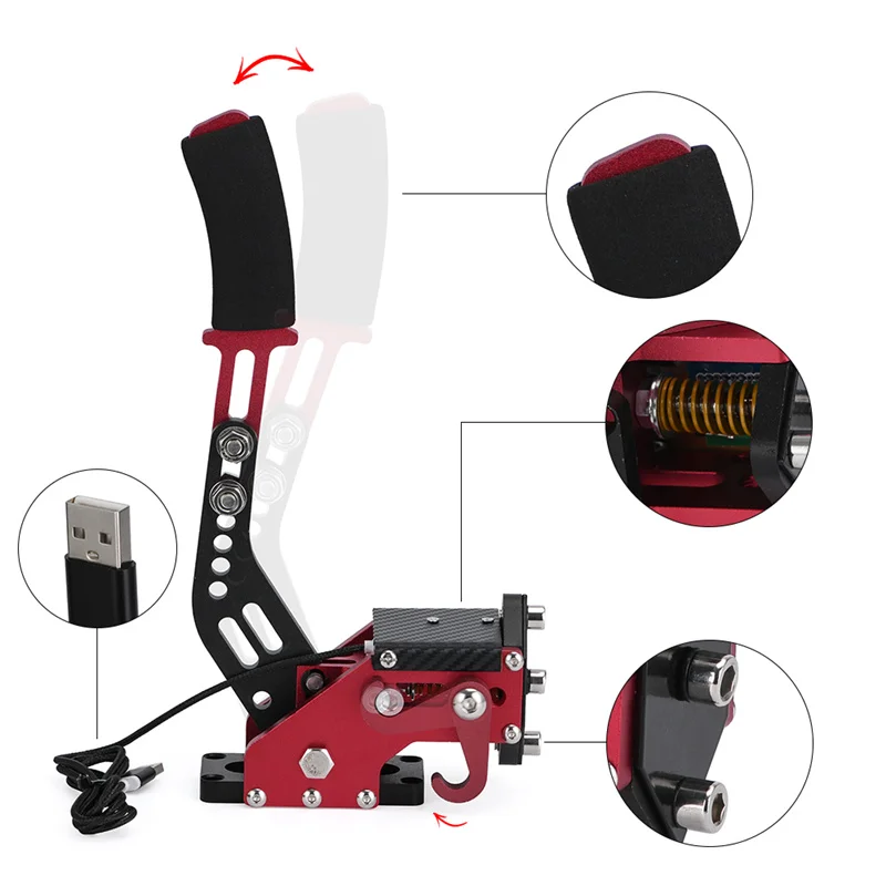 

USB Handbrake Sim for Logitech G25/27/29 T300 T500 Fanatec Osw Dirt Rally Red Racing Games PC Brake System 16 Bit Hall Sensor