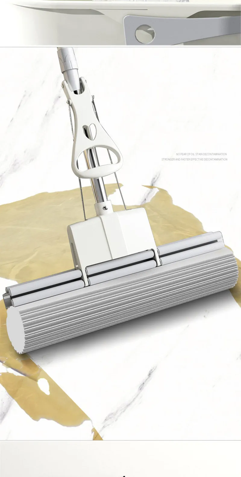 Sponge Mop Head Household Hand-free Washing Absorbent Mop Oversized Roller Type Cotton Mop Ceramic Tiles Floor Cleaning