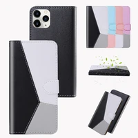 magnetic colour splicing wallet card slot leather case for apple iphone 13 mini pro max fashion bracket shockproof phone cases