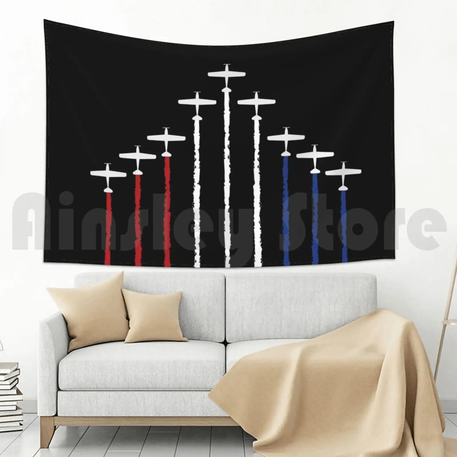 Красный белый синий воздушные силы летающий самолет демонстрация