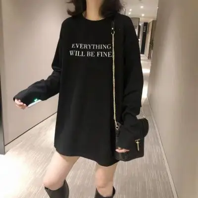 

Женская белая свободная Базовая рубашка средней длины в западном стиле han, флисовая внутренняя футболка