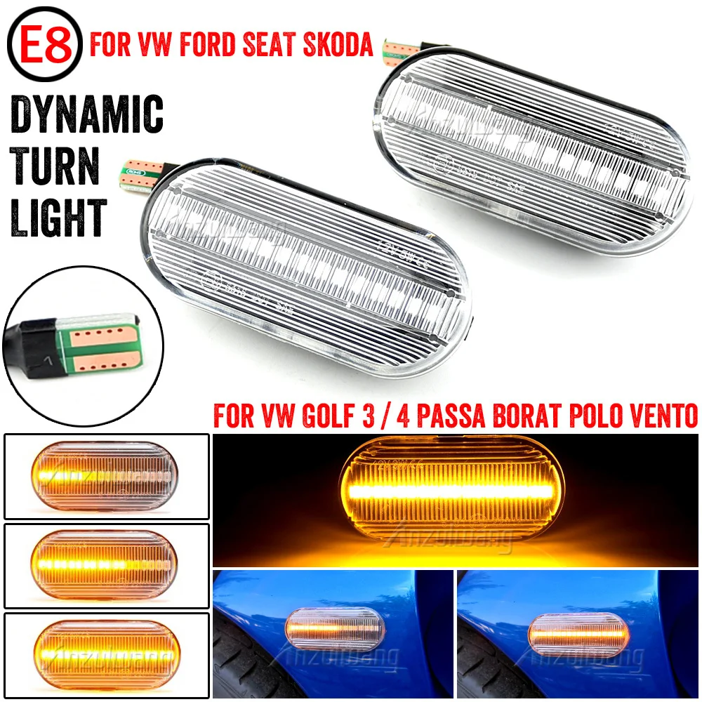 

2pc Dynamic Led Turn Signals Side Marker Light Lamp for VW Volkswagen Bora Golf 3/4 Passat 3B Polo 6N Sharan Vento T5 SEAT Ibiza