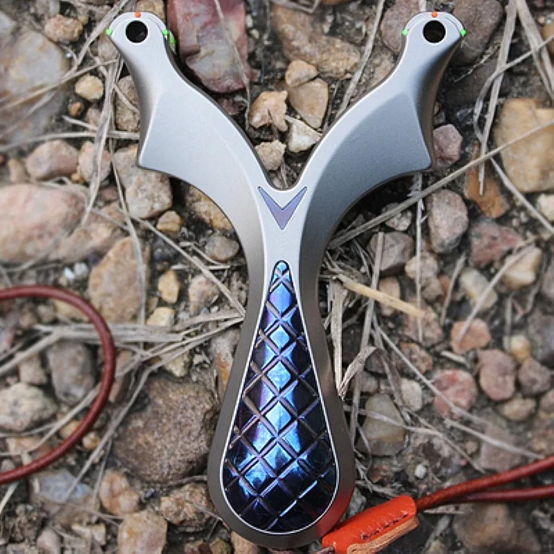 

Рогатка из титанового сплава высокого качества, аксессуары для охоты на открытом воздухе, Рогатка для стрельбы с мощной резиновой лентой, игра для стрельбы