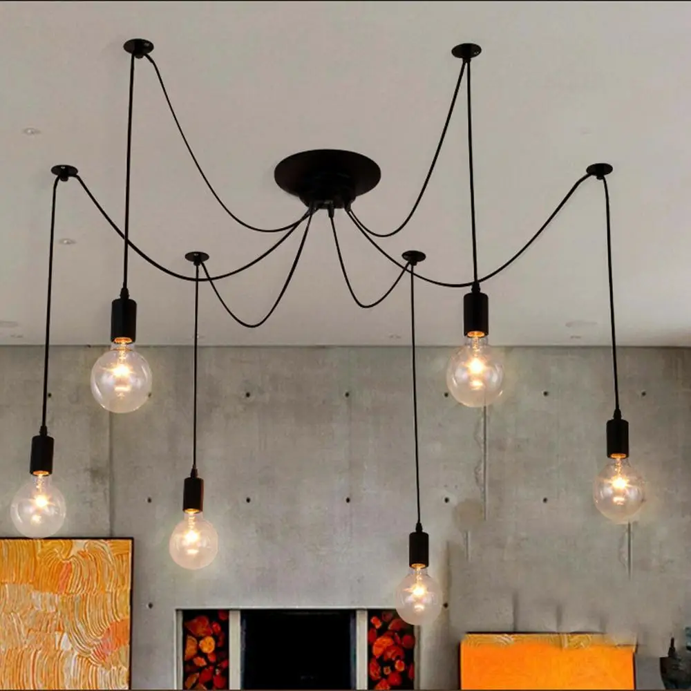 Современные 6 головок Люстра Потолочный светильник паук промышленный подвесной