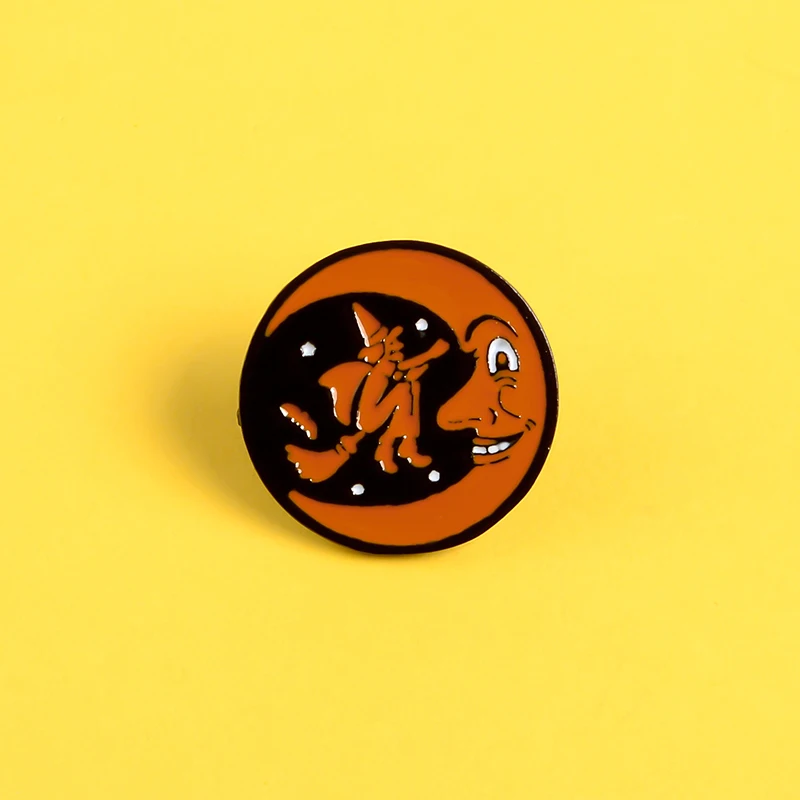 Эмалированная булавка для Хэллоуина значок на булавке в виде ведьмы метлы зла