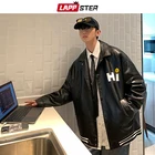 Куртка-бомбер LAPPSTER мужская оверсайз, кожаная ветровка, стиль Харадзюку, K-POP, 2022